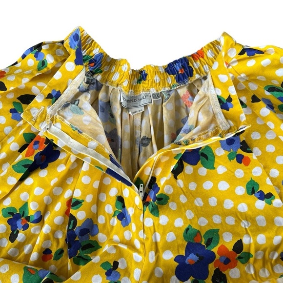 VTG Wide-Leg Culotte Shorts Bright Yellow Floral Polka Dot Howard Wolf USA Sz 12 - Picture 7 of 10